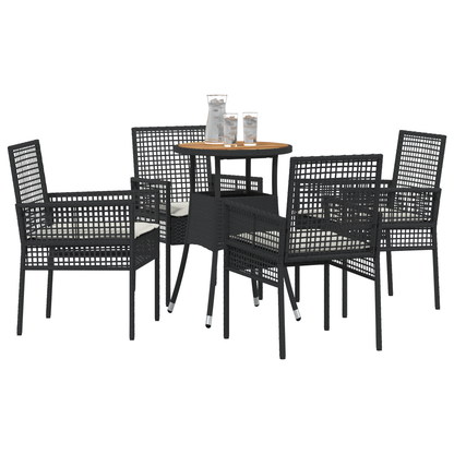 5 Delers Have Spisestel Sort Poly Rattan