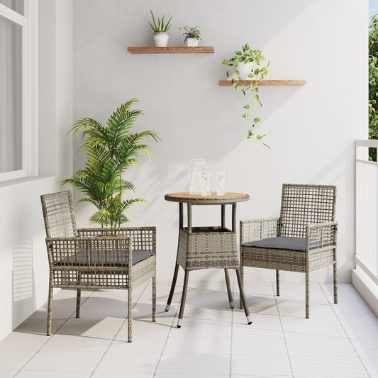 3-Delt Have Spisesæt Grå Poly Rattan