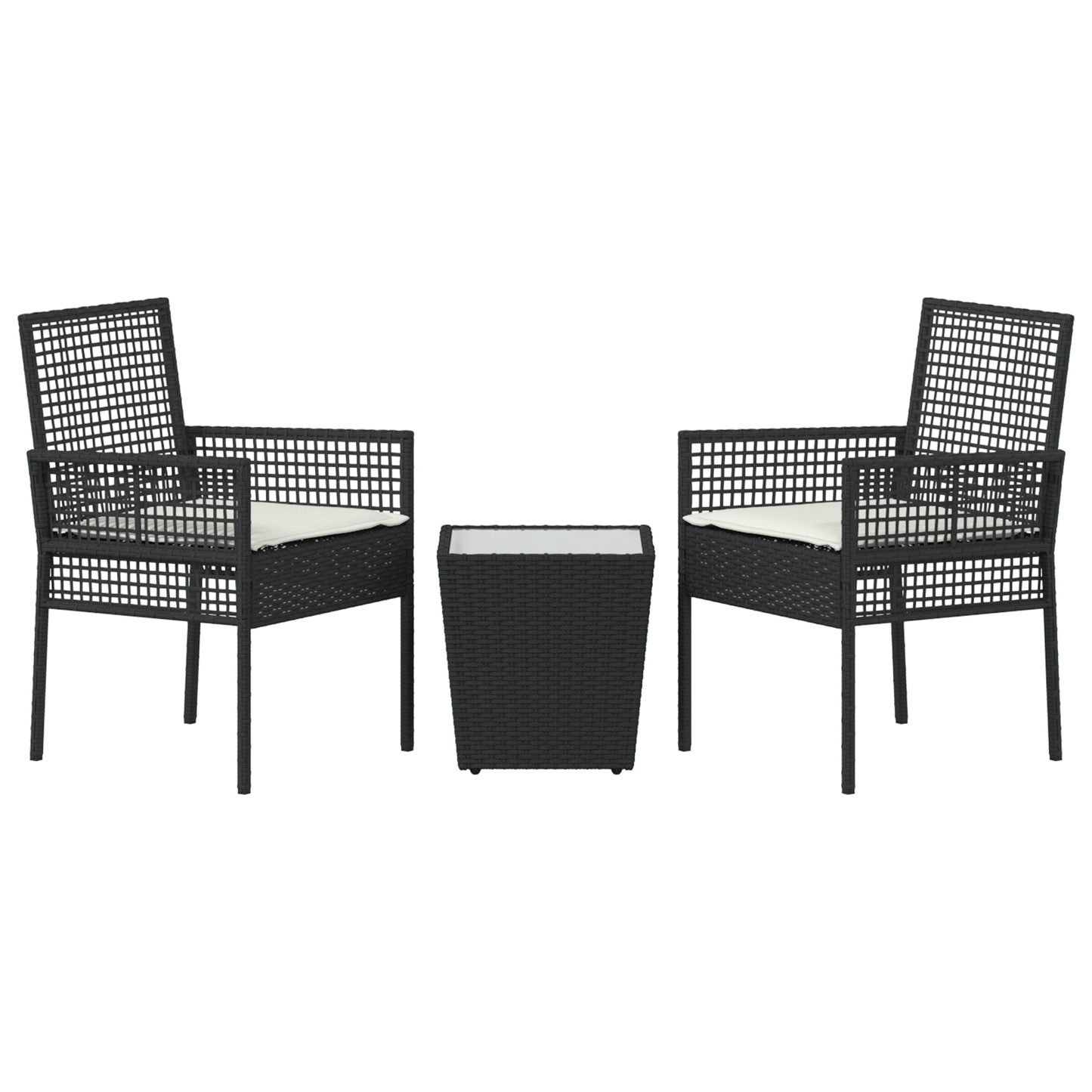 3-Delt Bistro Sæt Til Haven Med Puder Sort Poly Rattan