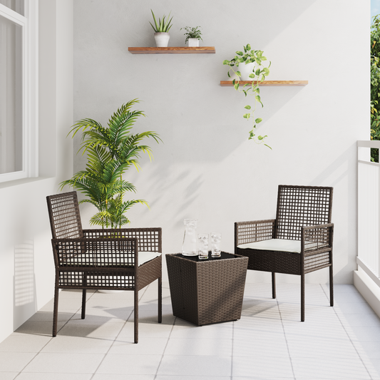 3-Delt Havebistro Sæt Med Hynder Brun Poly Rattan