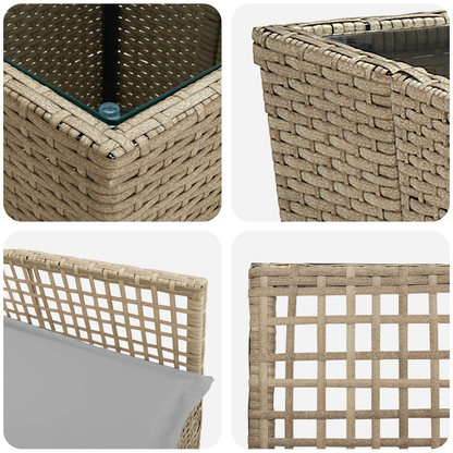 3-Delt Have Bistro Sæde Med Puder, Beige Poly Rattan