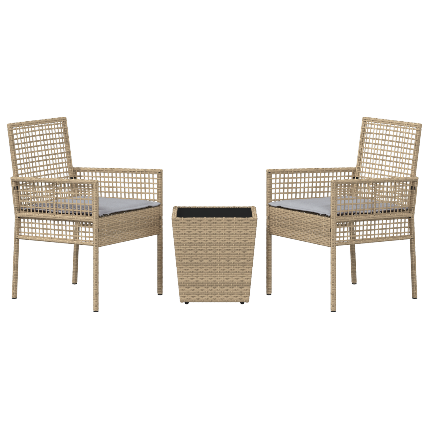 3-Delt Have Bistro Sæde Med Puder, Beige Poly Rattan