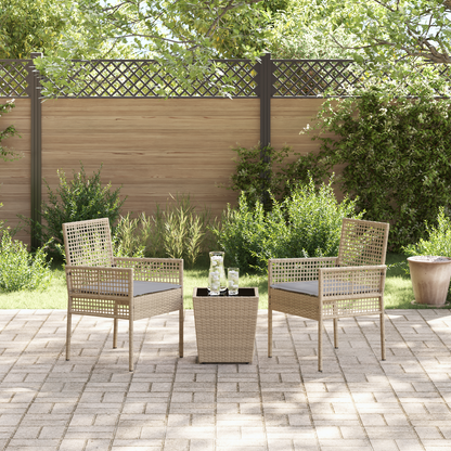 3-Delt Have Bistro Sæde Med Puder, Beige Poly Rattan