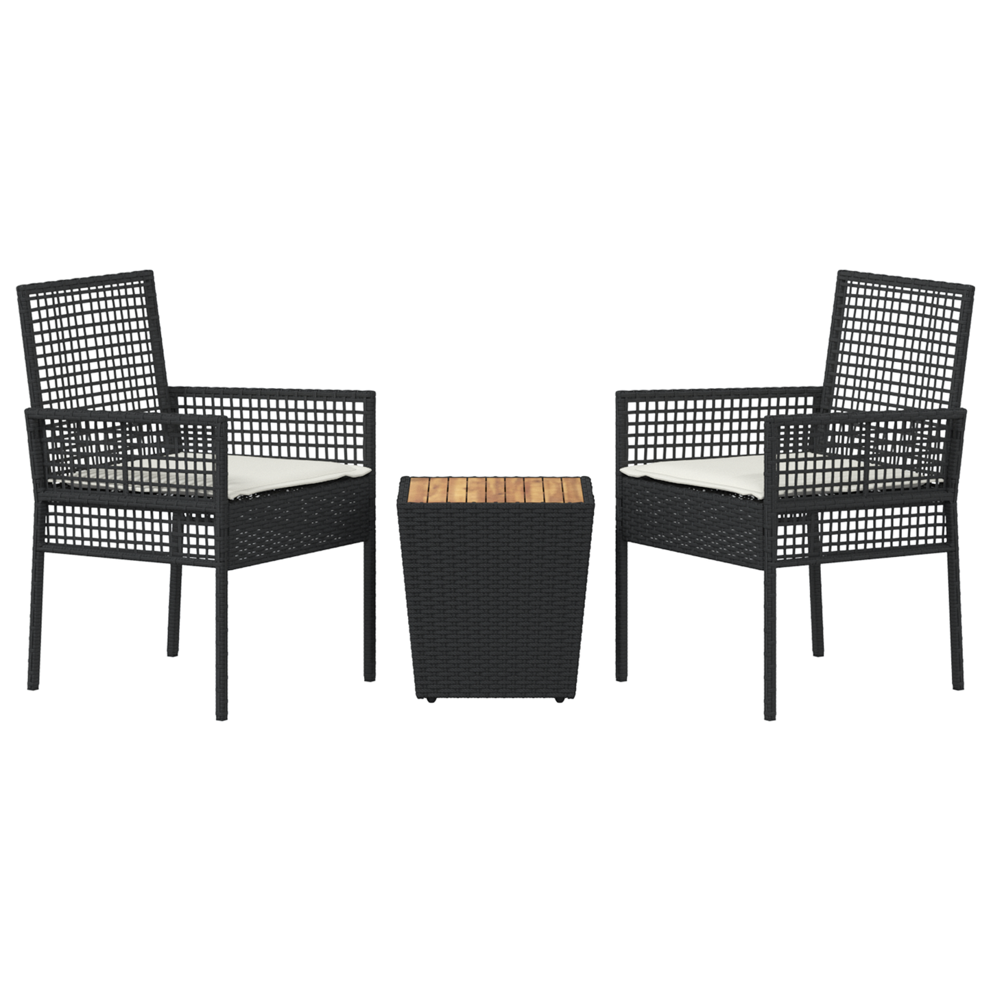 3-Delt Have Bistro Sæt Med Puder Sort Poly Rattan
