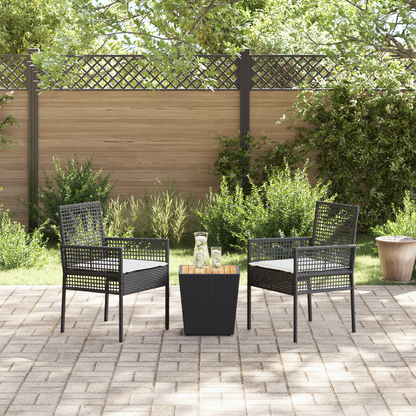 3-Delt Have Bistro Sæt Med Puder Sort Poly Rattan