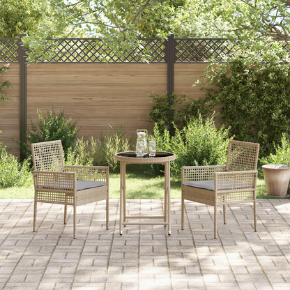 3-Delt Have Bistro Sæt Med Puder Beige Poly Rattan