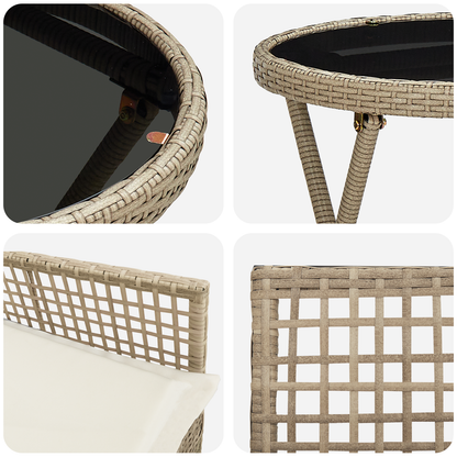 3-Delt Have Bistro Sæt Med Puder Beige Poly Rattan