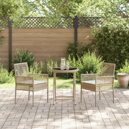 3-Delt Have Bistro Sæt Med Puder Beige Poly Rattan