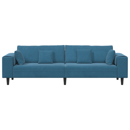 Fløjls Sofa med Pude med Pude Blå 208 Cm Fløjl - billede 4