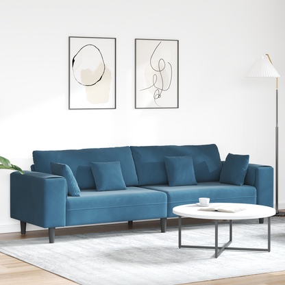 Fløjls Sofa med Pude med Pude Blå 208 Cm Fløjl - hovedbillede