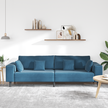 Fløjls Sofa med Pude med Pude Blå 208 Cm Fløjl - billede 3