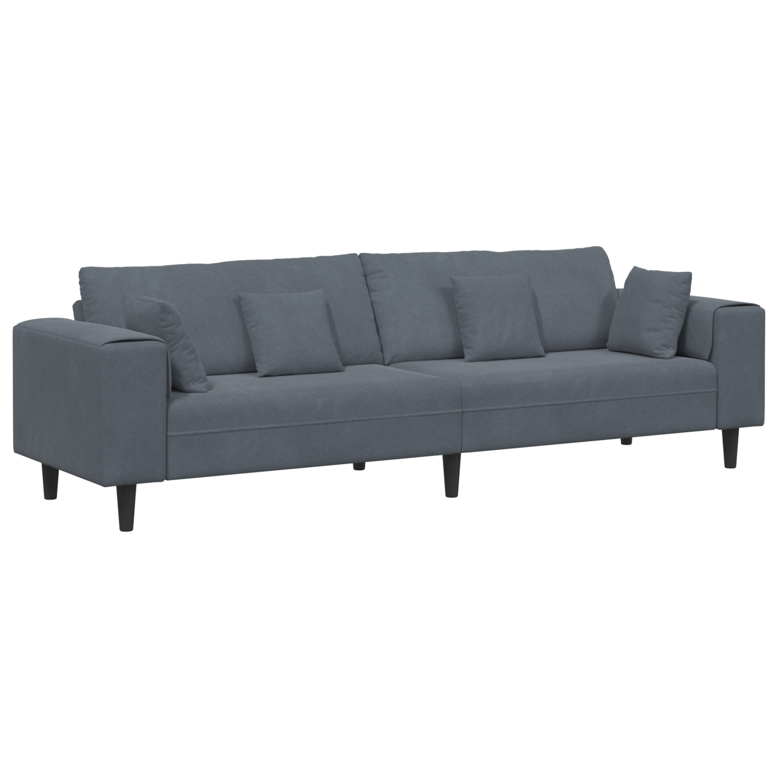 Fløjls Sofa med Pude med Pude Mørkegrå 208 Cm Fløjl - billede 2