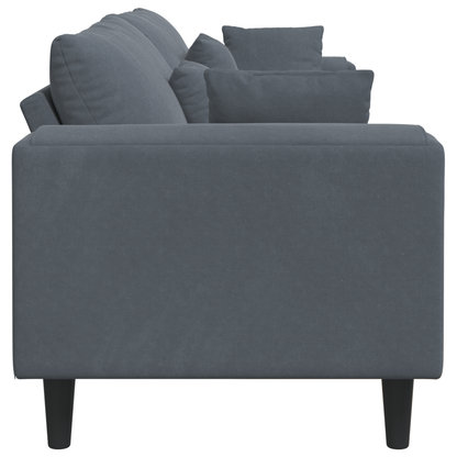 Fløjls Sofa med Pude med Pude Mørkegrå 208 Cm Fløjl - billede 5
