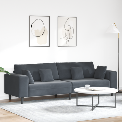 Fløjls Sofa med Pude med Pude Mørkegrå 208 Cm Fløjl - hovedbillede