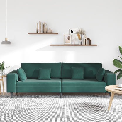 Fløjls Sofa med Pude med Pude Mørkegrøn 208 Cm Fløjl - billede 3