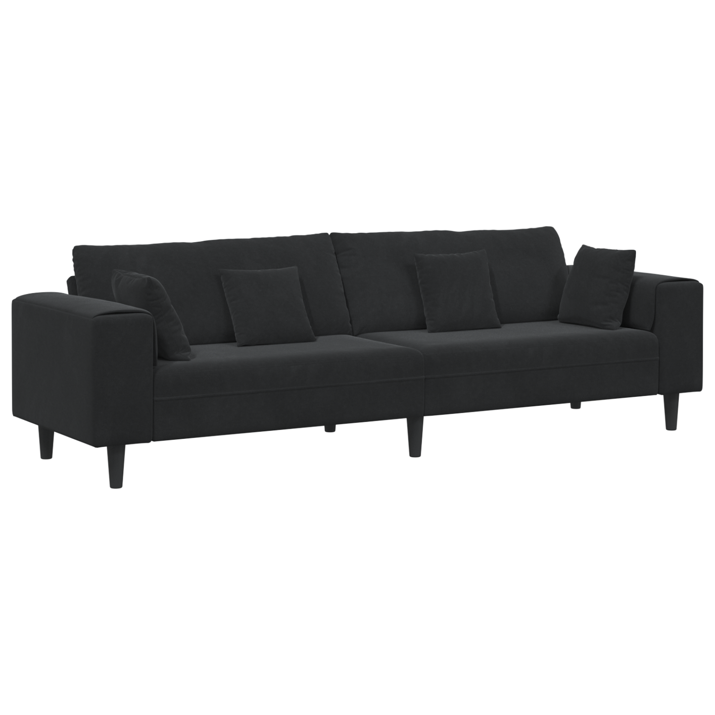 Fløjls Sofa med Pude med Pude Sort 208 Cm Fløjl - billede 2