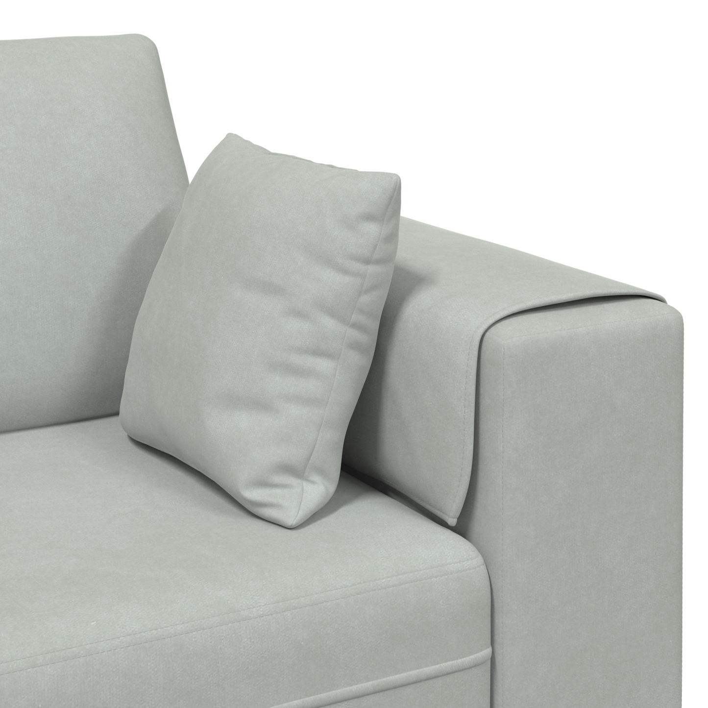 Fløjls Sofa med Pude med Pude 3 Pcs Lysegrå 208 Cm Fløjl - billede 7