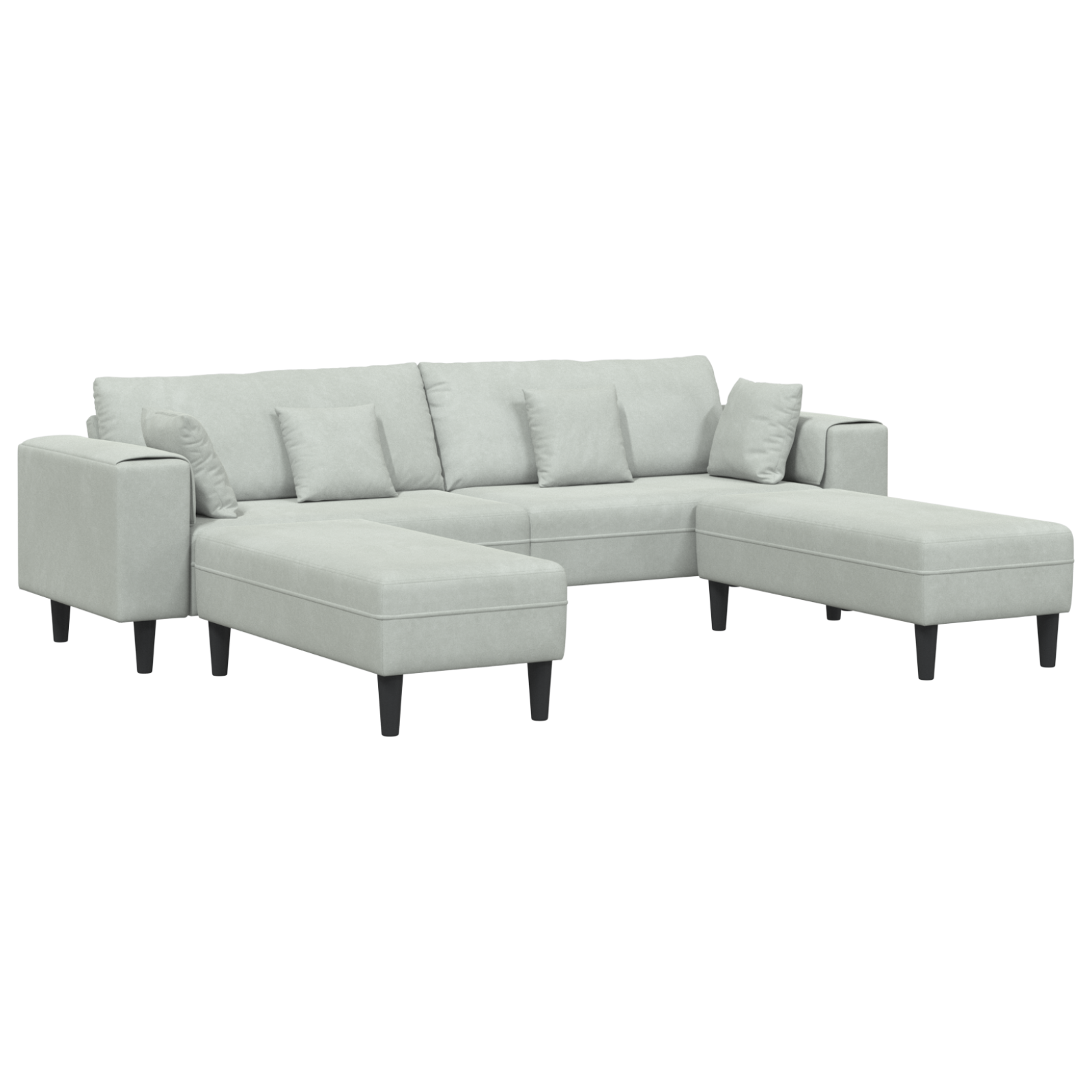 Fløjls Sofa med Pude med Pude 3 Pcs Lysegrå 208 Cm Fløjl - billede 2