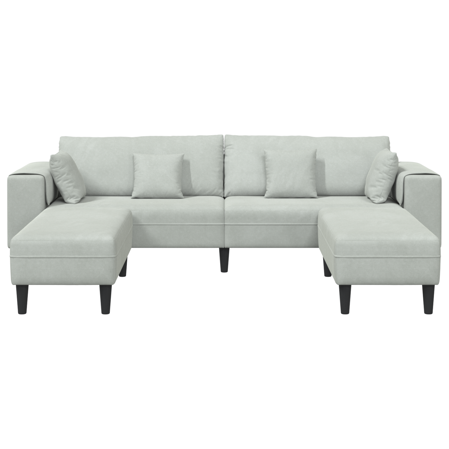 Fløjls Sofa med Pude med Pude 3 Pcs Lysegrå 208 Cm Fløjl - billede 4