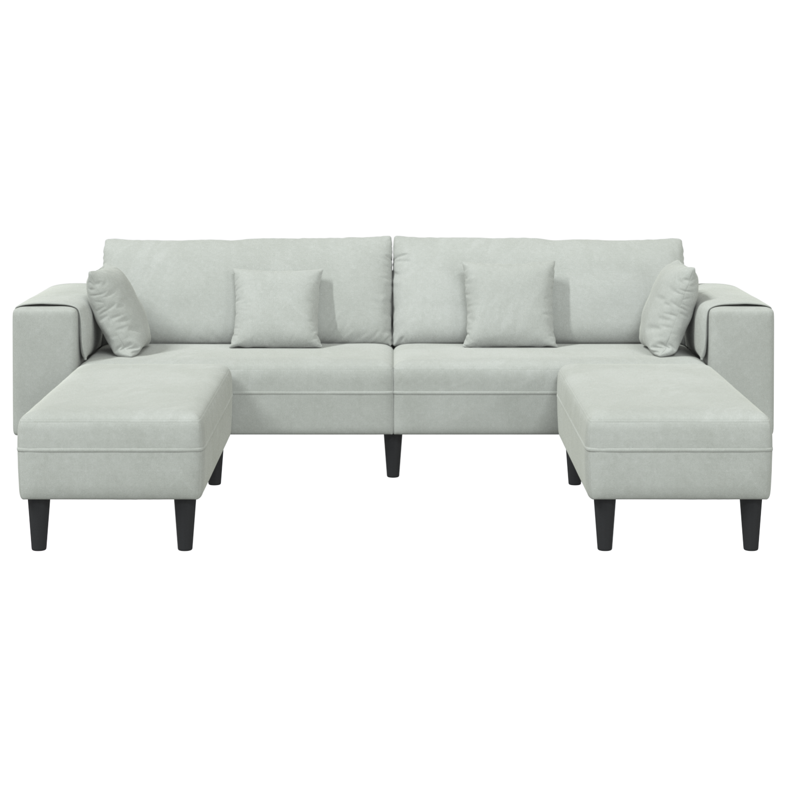 Fløjls Sofa med Pude med Pude 3 Pcs Lysegrå 208 Cm Fløjl - billede 4