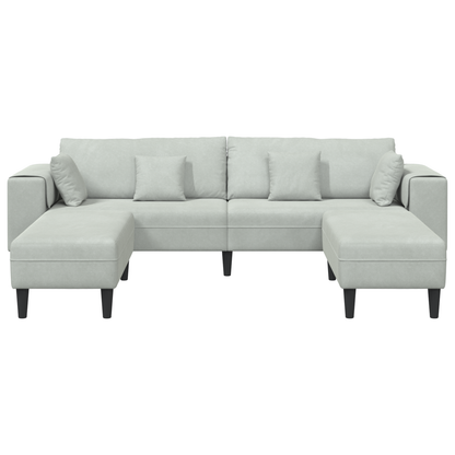Fløjls Sofa med Pude med Pude 3 Pcs Lysegrå 208 Cm Fløjl - billede 4