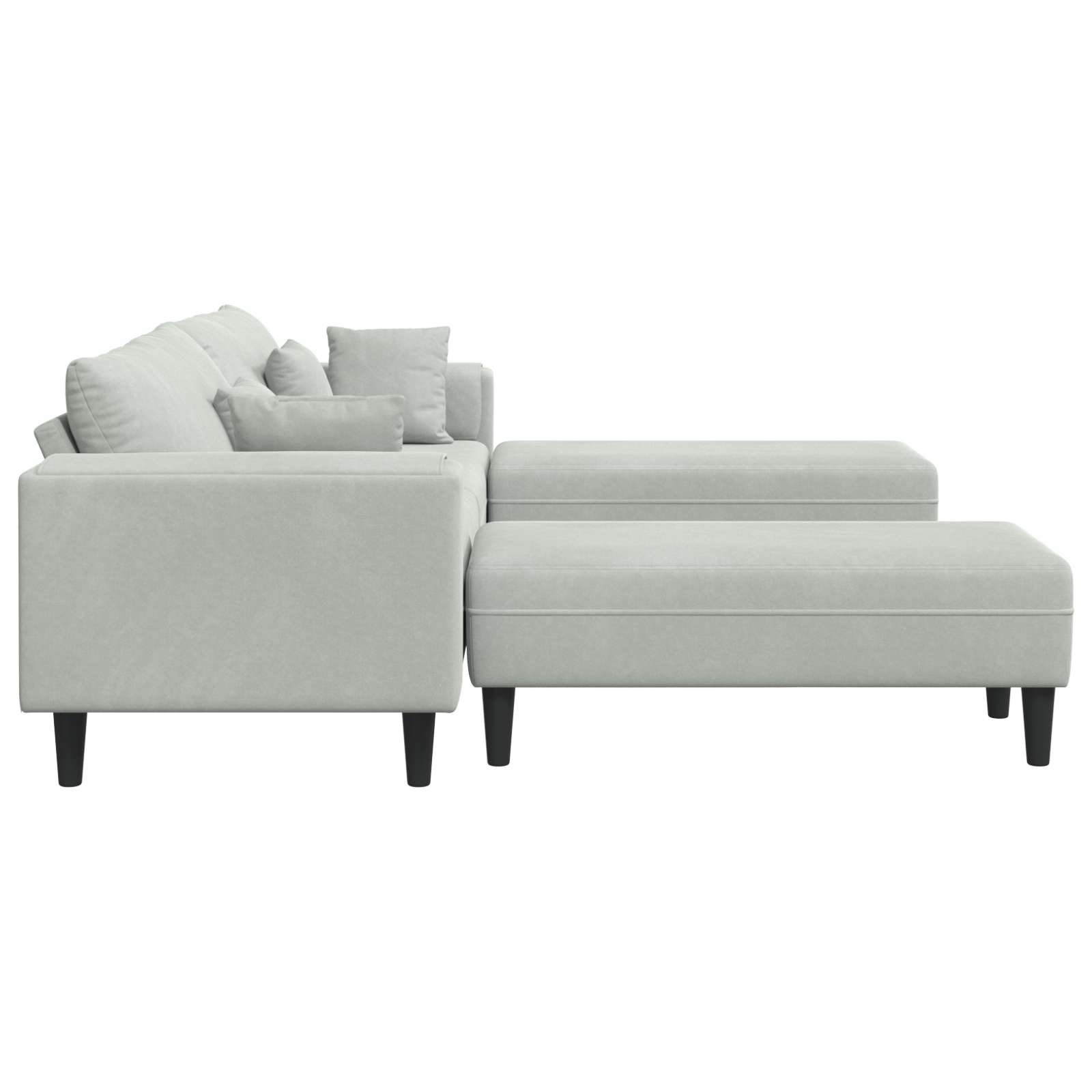 Fløjls Sofa med Pude med Pude 3 Pcs Lysegrå 208 Cm Fløjl - billede 5