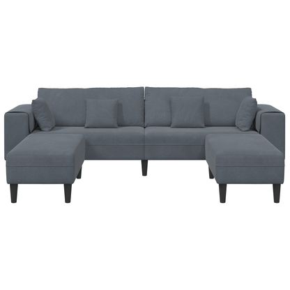 Fløjls Sofa med Pude med Pude 3 Pcs Mørkegrå 208 Cm Fløjl - billede 4