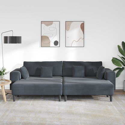 Fløjls Sofa med Pude med Pude 3 Pcs Mørkegrå 208 Cm Fløjl - billede 3