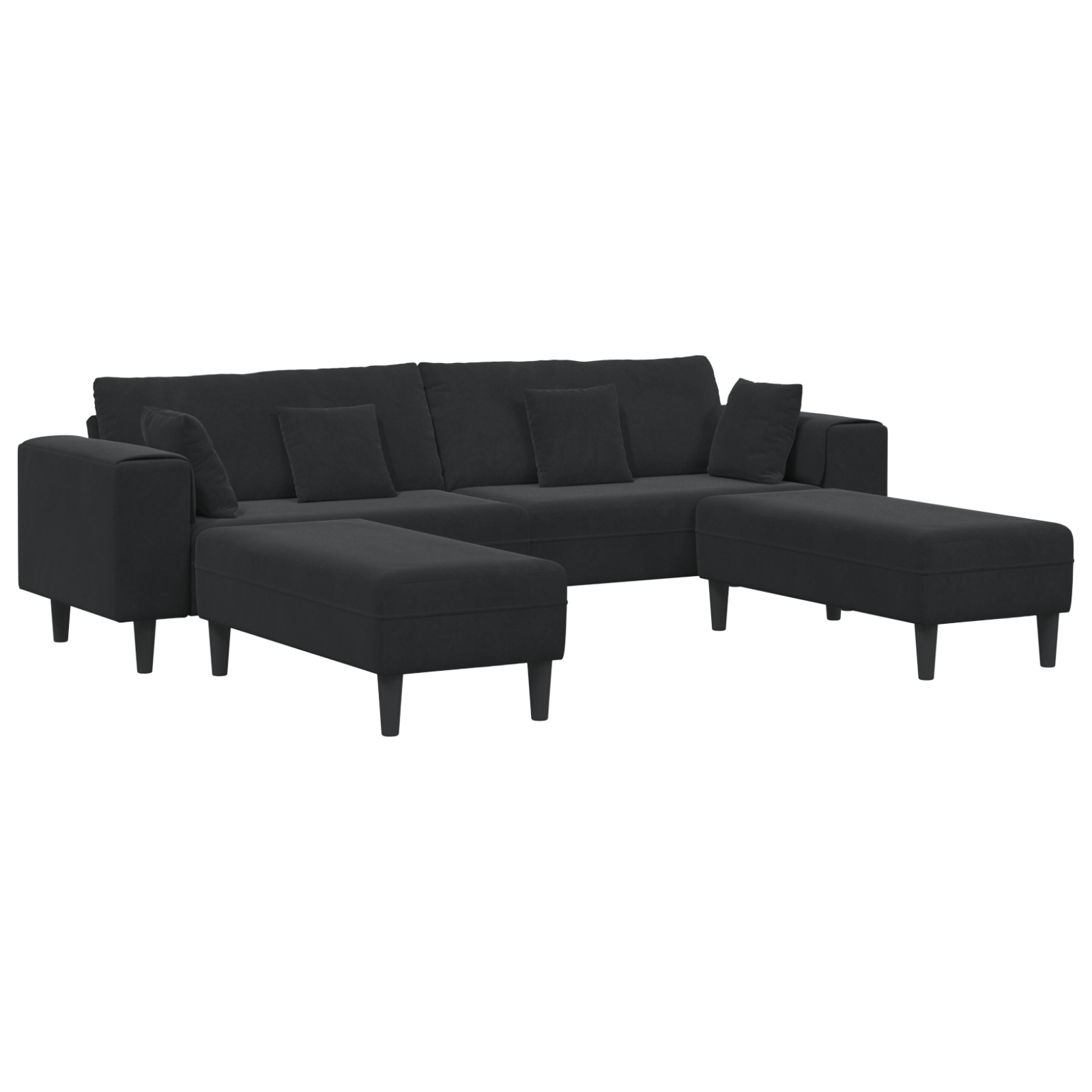 Fløjls Sofa med Pude med Pude 3 Pcs Sort 208 Cm Fløjl - billede 2