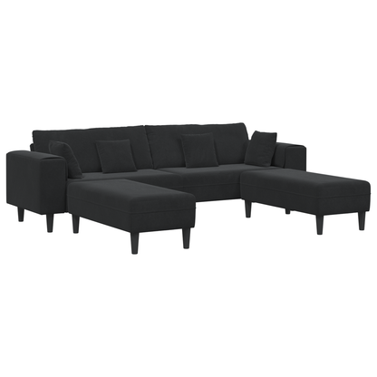 Fløjls Sofa med Pude med Pude 3 Pcs Sort 208 Cm Fløjl - billede 2