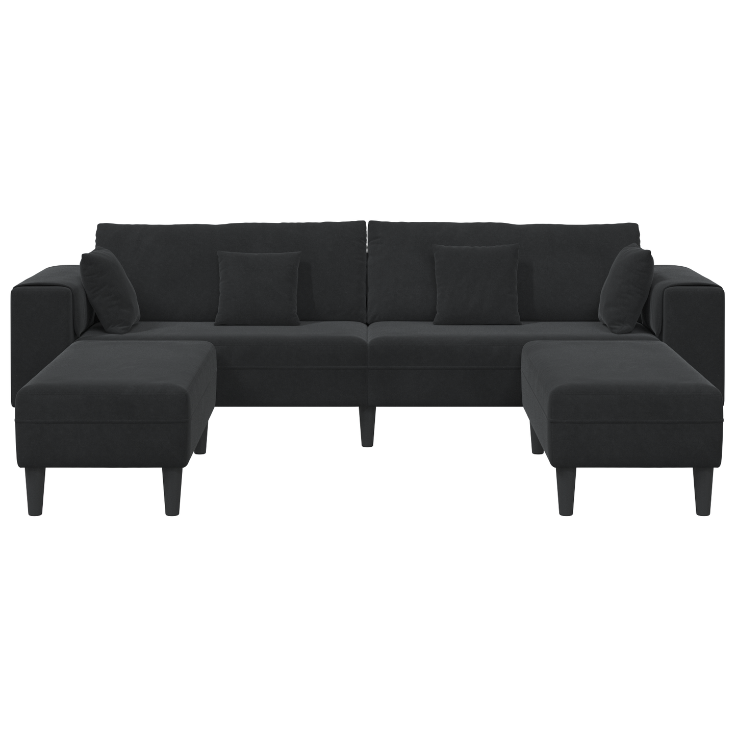 Fløjls Sofa med Pude med Pude 3 Pcs Sort 208 Cm Fløjl - billede 4