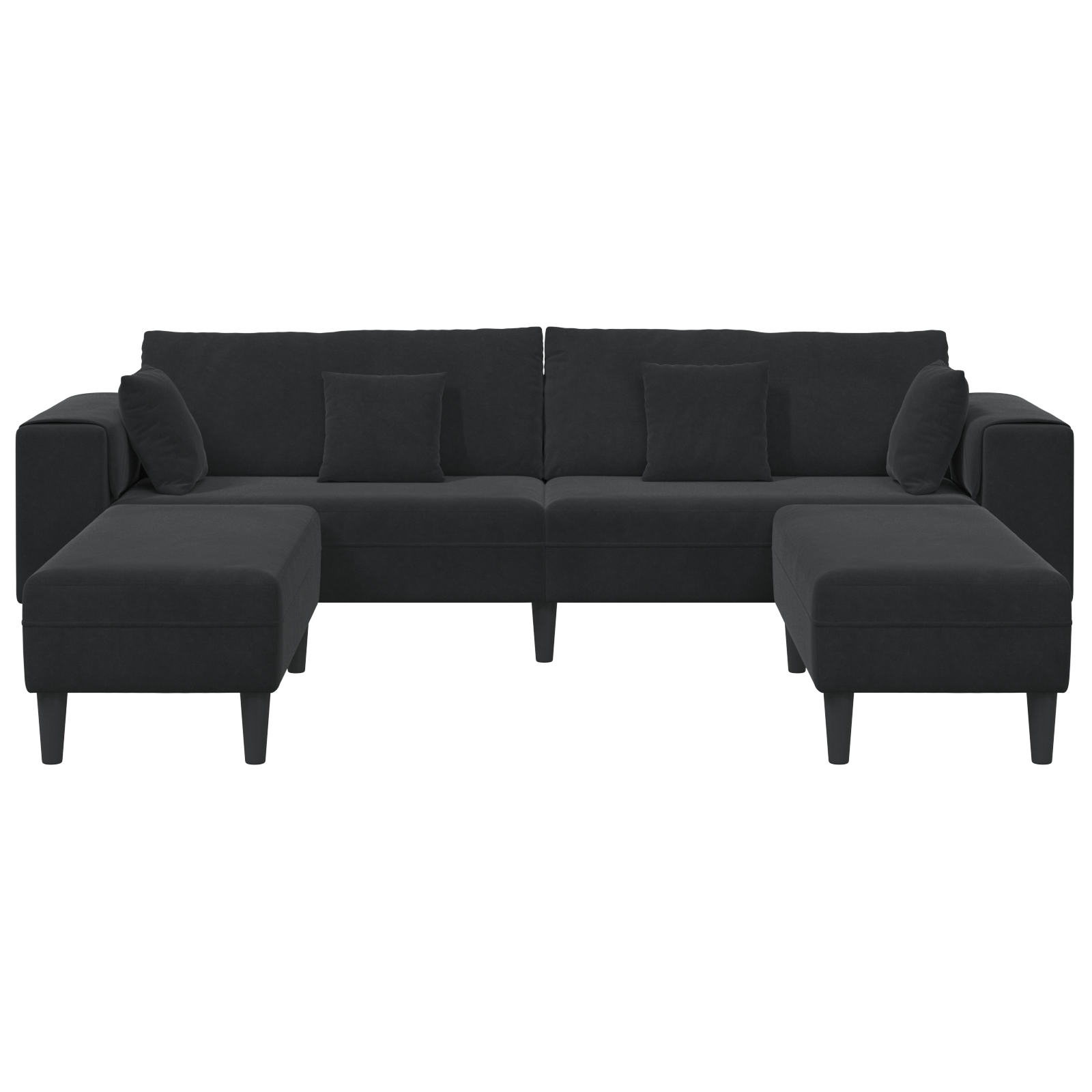 Fløjls Sofa med Pude med Pude 3 Pcs Sort 208 Cm Fløjl - billede 4