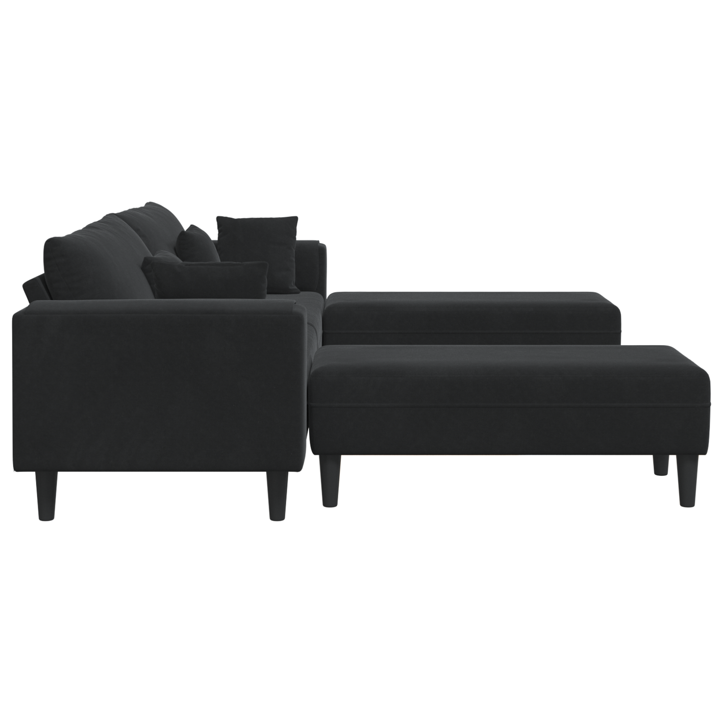 Fløjls Sofa med Pude med Pude 3 Pcs Sort 208 Cm Fløjl - billede 5