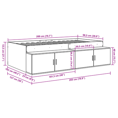Opbevarings Sengramme Hvid 100x200 Cm - billede 12