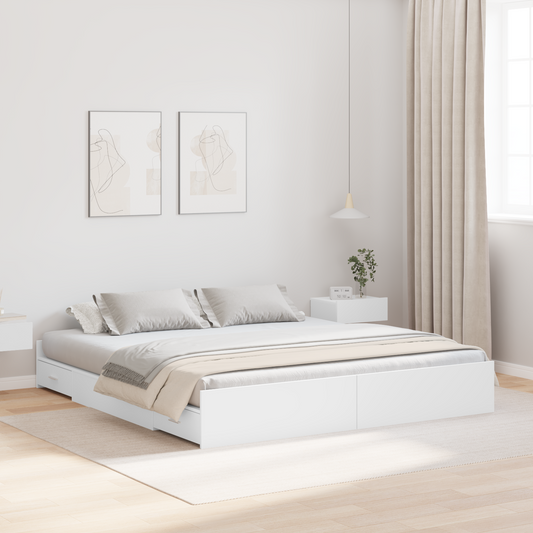 Seng med Opbevaring med Skuffe med Hovedgærde med Opbevaring Hvid 180 X 200 Cm - hovedbillede
