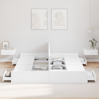 Seng med Opbevaring med Skuffe med Hovedgærde med Opbevaring Hvid 180 X 200 Cm - billede 4