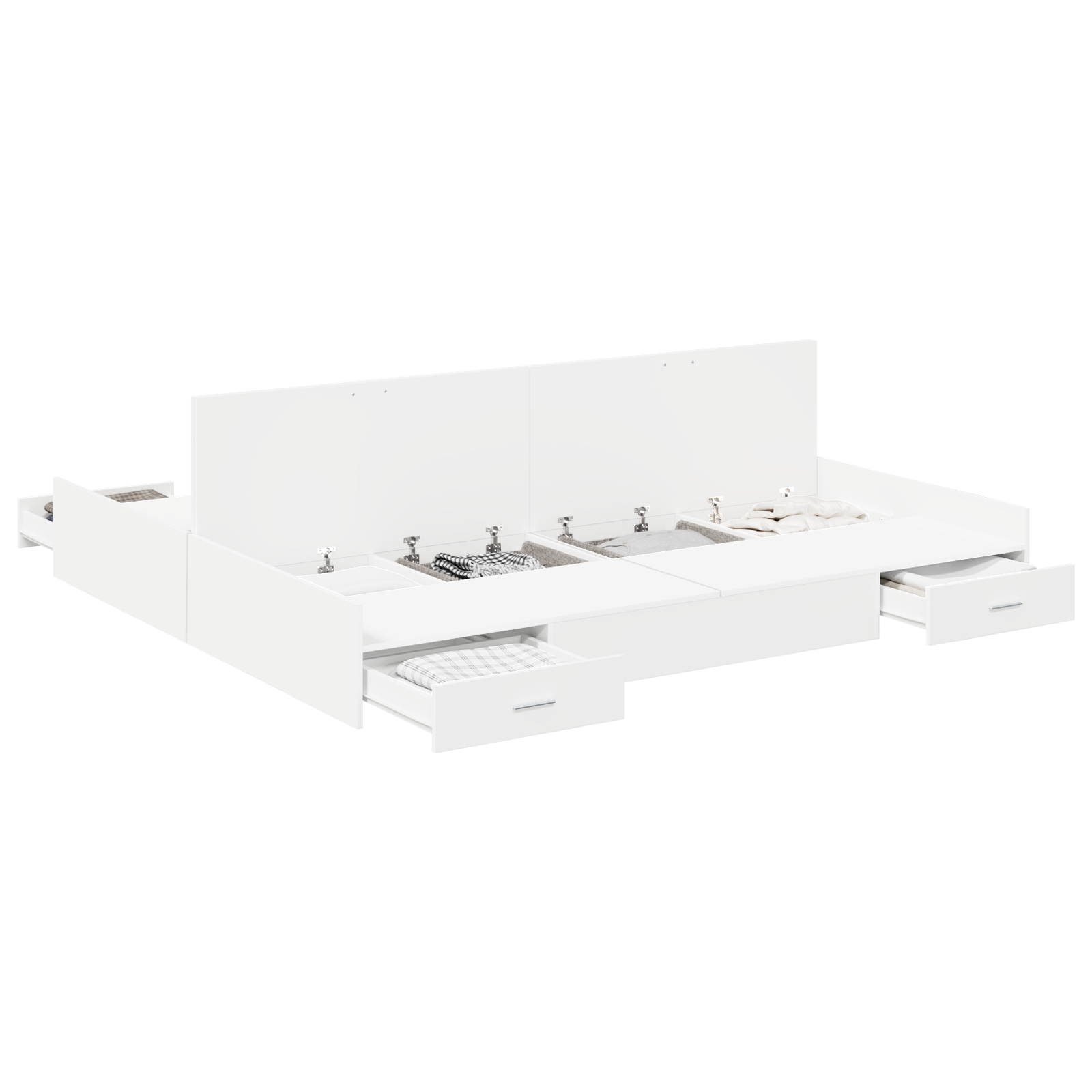 Seng med Opbevaring med Skuffe med Hovedgærde med Opbevaring Hvid 180 X 200 Cm - billede 3
