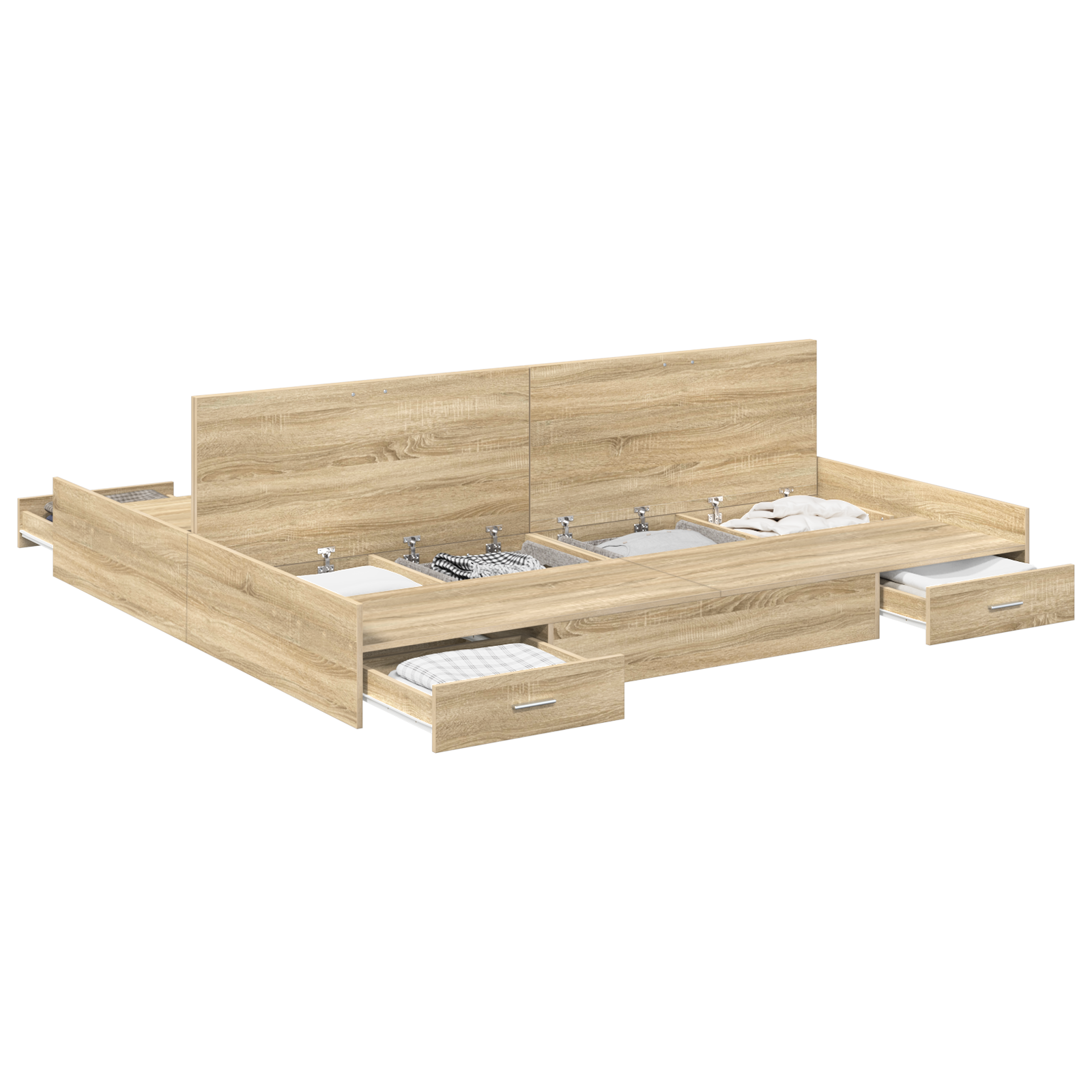 Seng med Opbevaring med Skuffe med Hovedgærde med Opbevaring Sonoma-eg 180 X 200 Cm - billede 3
