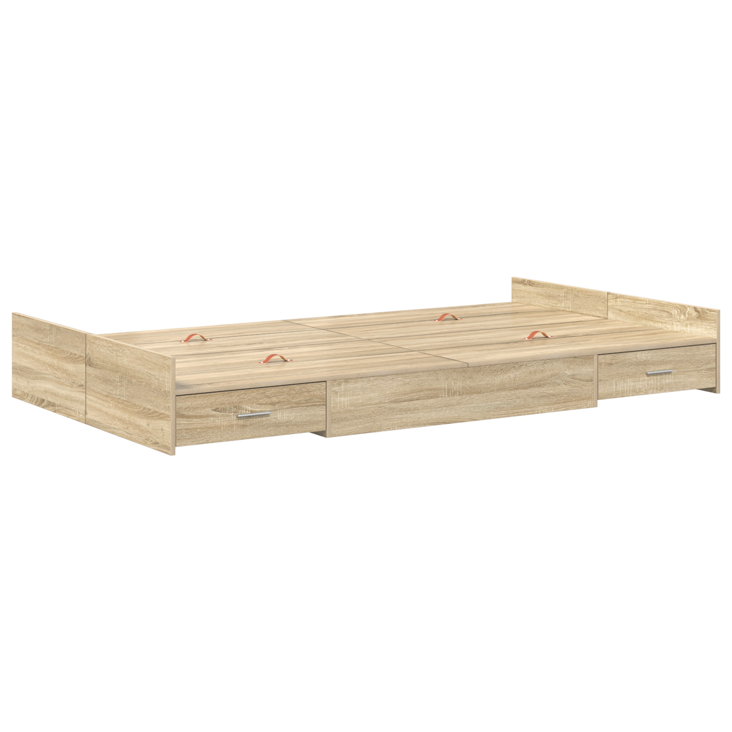 Seng med Opbevaring Sonoma-eg 120 X 200 Cm Konstrueret Træ - billede 2