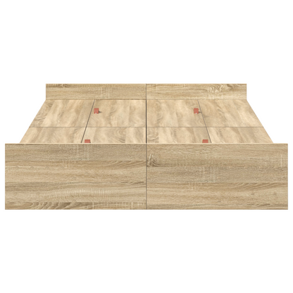 Seng med Opbevaring Sonoma-eg 120 X 200 Cm Konstrueret Træ - billede 6