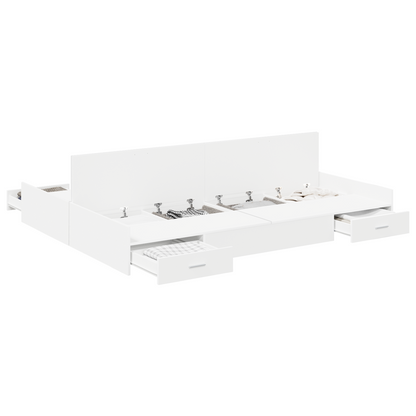 Seng med Opbevaring med Skuffe Hvid 140 X 190 Cm Melaminplade - billede 3