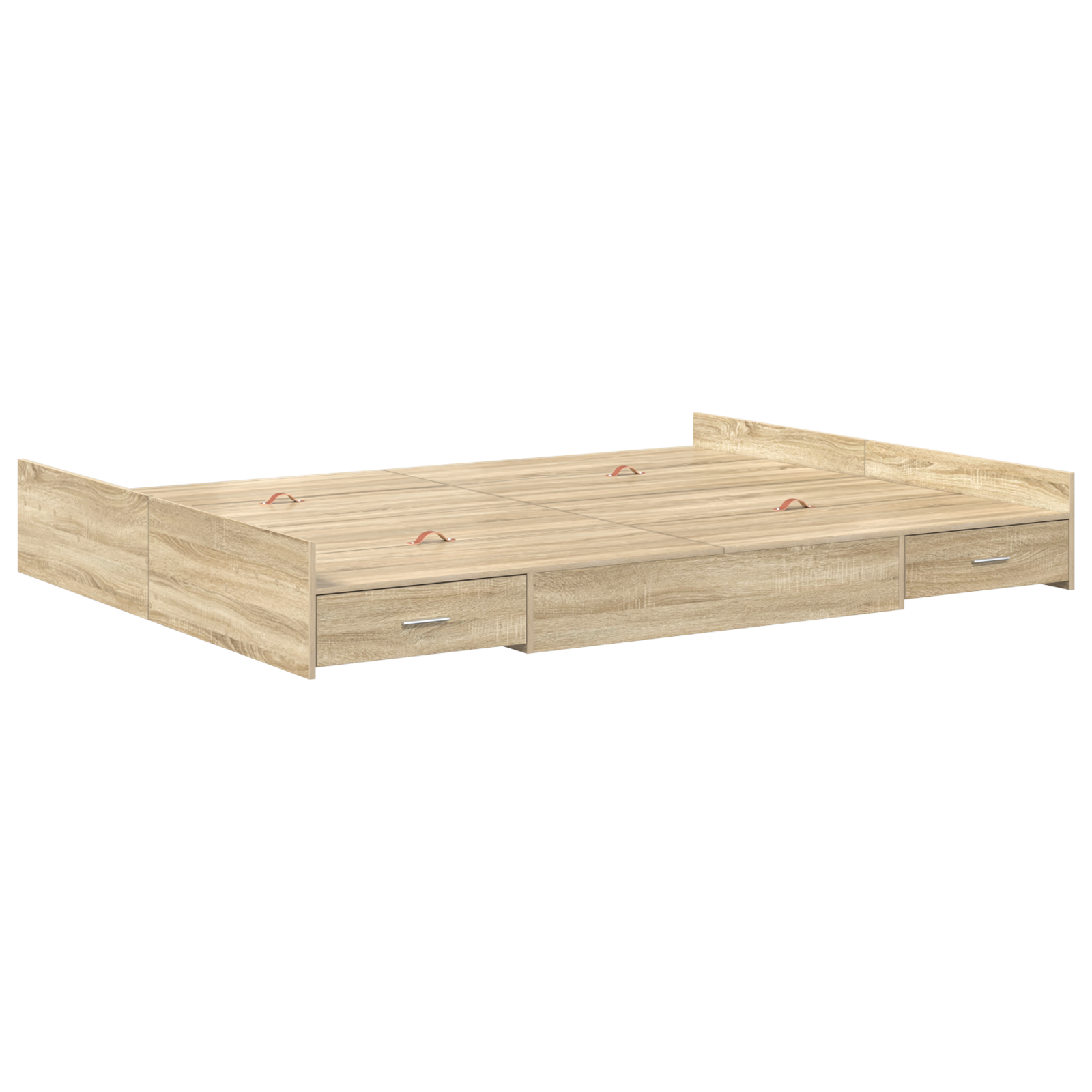 Seng med Opbevaring med Skuffe Sonoma-eg 140 X 190 Cm Melamin - billede 2