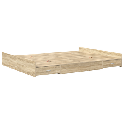 Seng med Opbevaring med Skuffe Sonoma-eg 140 X 190 Cm Melamin - billede 7
