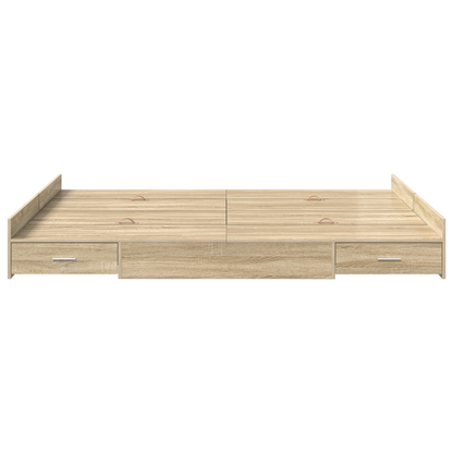 Seng med Opbevaring med Skuffe Sonoma-eg 140 X 190 Cm Melamin - billede 5