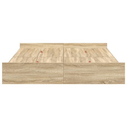 Seng med Opbevaring med Skuffe Sonoma-eg 140 X 190 Cm Melamin - billede 6