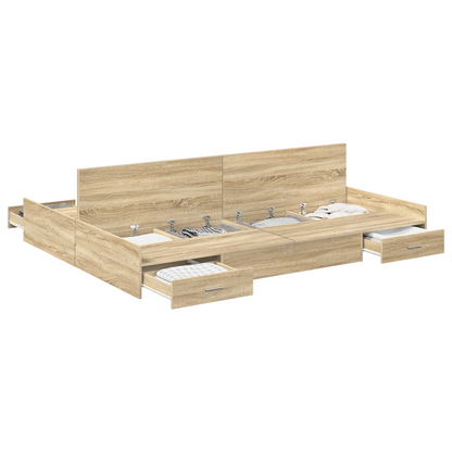 Seng med Opbevaring med Skuffe Sonoma-eg 140 X 190 Cm Melamin - billede 3