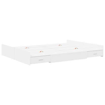 Seng med Opbevaring med Skuffe med Hovedgærde med Opbevaring Hvid 135 X 190 Cm Spånplade - billede 2