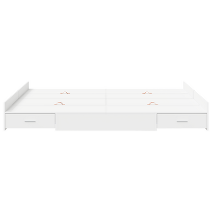 Seng med Opbevaring med Skuffe med Hovedgærde med Opbevaring Hvid 135 X 190 Cm Spånplade - billede 5