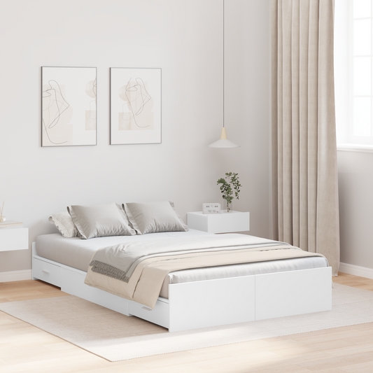 Seng med Opbevaring Hvid 120 X 190 Cm Melaminbelagt Træ - hovedbillede