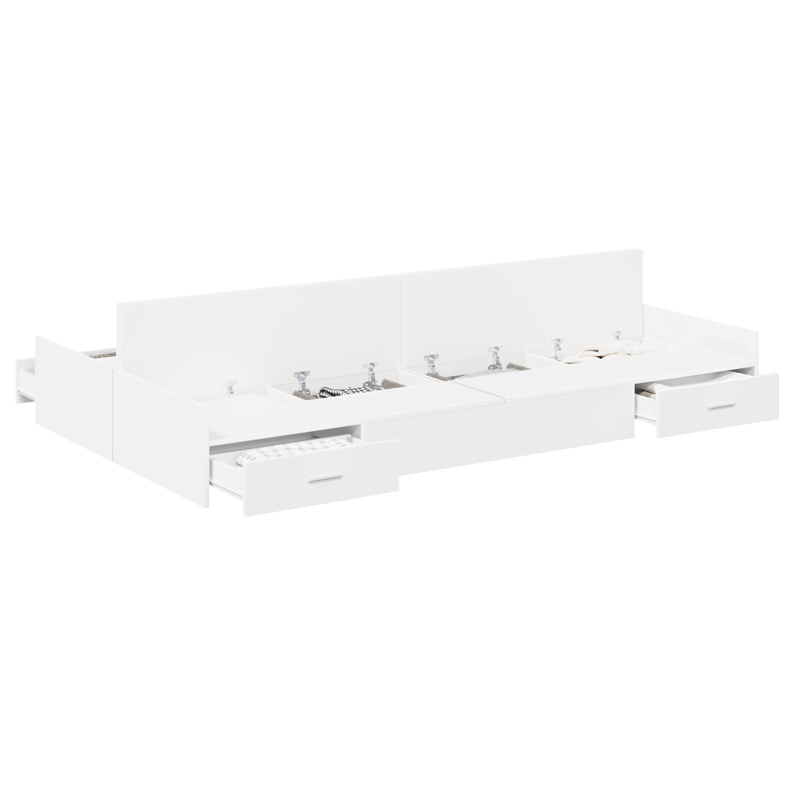 Seng med Opbevaring Hvid 120 X 190 Cm Melaminbelagt Træ - billede 3